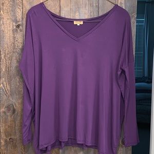 Purple Long Sleeve V-Neck Piko